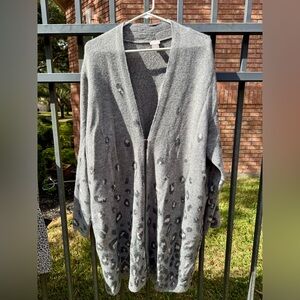 Gray Leopard Print Women's Sweater